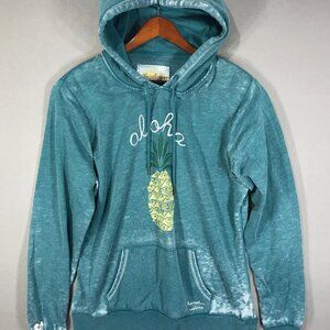 Honolua Wahine Hoodie Mens 2XL Green Pineapple Aloha Pullover Sweatshirt Burnout